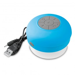 . Boxa bluetooth din plastic cu finisaj pe suprafață din silicon  împotriva umidității - 45318, Albastru deschis