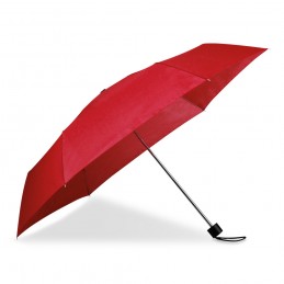 . Umbrelă pliabilă din poliester cu deschidere manuală, mâner din plastic și husă, 6 panouri - 11029, Roșu