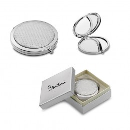 . Oglindă de buzunar cu accesorii din PU în cutie cadou - 11016, Argintiu