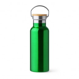 TISET. Sticlă din oțel inoxidabil 304 cu pereți dubli și capac din bambus - BI4201, FERN GREEN