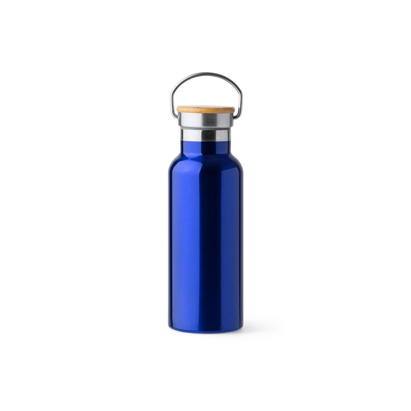 TISET. Sticlă din oțel inoxidabil 304 cu pereți dubli și capac din bambus - BI4201, ROYAL BLUE