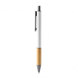 PENTA. Pix metalic cu finisaj mat, cu clemă din bambus și detalii de culoare închisă - BL7982, WHITE