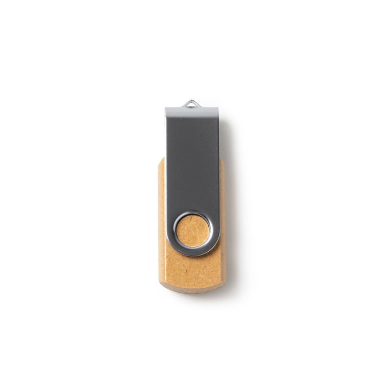 VIBO. Stick de memorie USB din carton reciclat cu clemă pivotantă metalică - US4196, BEIGE