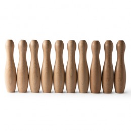 VIZA. Set de popice din lemn cu 10 popice și 2 bile - JU1040, BEIGE