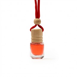 RINDAL. Deodorant încăpere cu diferite arome într-un recipient de sticlă cu capac din lemn și cordon reglabil - AM1316, RED