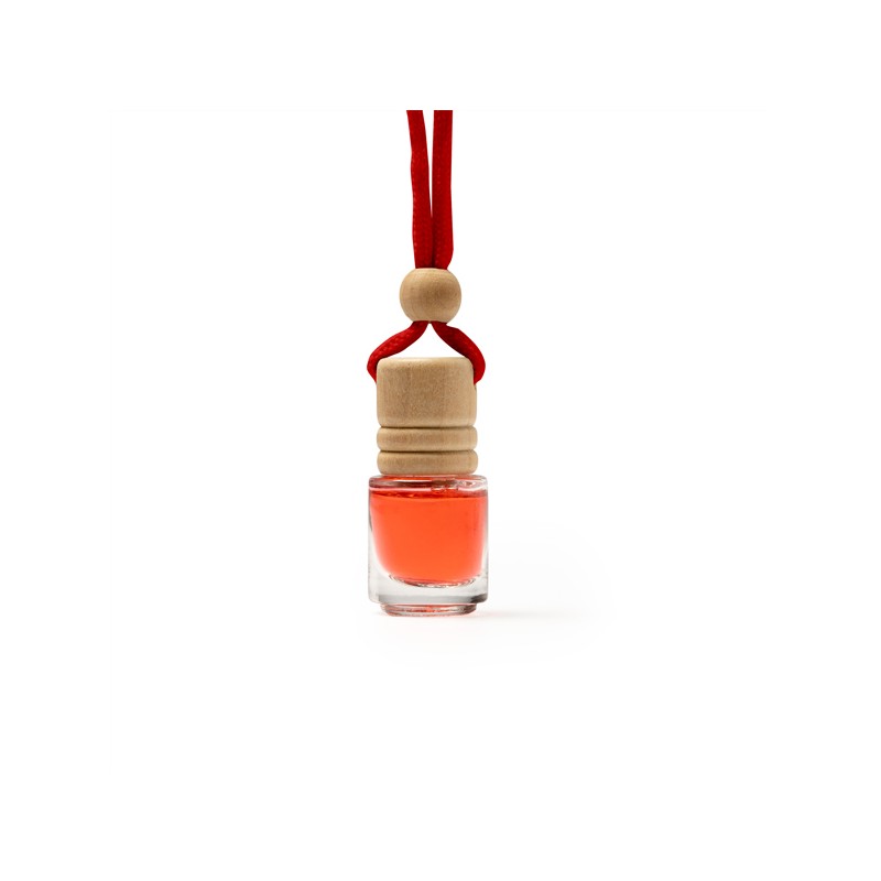RINDAL. Deodorant încăpere cu diferite arome într-un recipient de sticlă cu capac din lemn și cordon reglabil - AM1316, RED