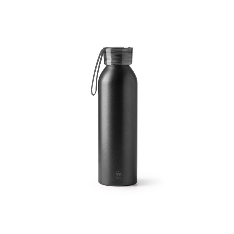 LEWIK. Sticlă din aluminiu reciclat cu capac și curea de transport asortate - BI4212, BLACK