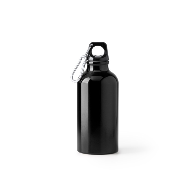 RENKO. Sticlă din aluminiu reciclat cu un singur perete și carabină asortată - BI4214, BLACK