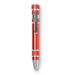 BRICO. Unelte multifuncționale din aluminiu în formă de stilou injector (pen) - TO3991, RED