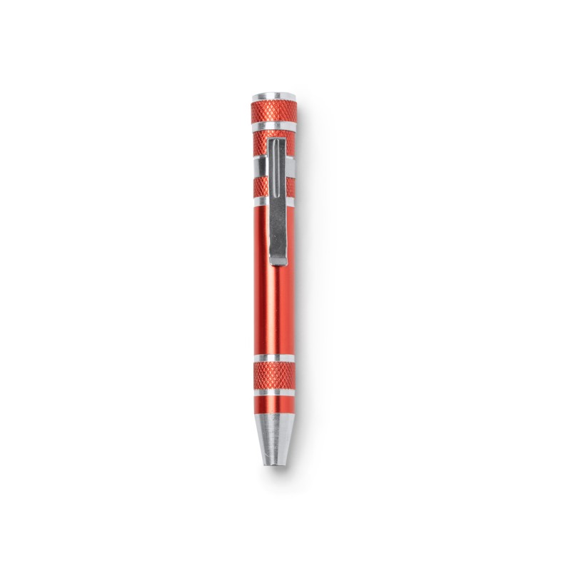 BRICO. Unelte multifuncționale din aluminiu în formă de stilou injector (pen) - TO3991, RED