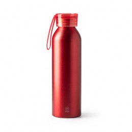 LEWIK. Sticlă din aluminiu reciclat cu capac și curea de transport asortate - BI4212, RED