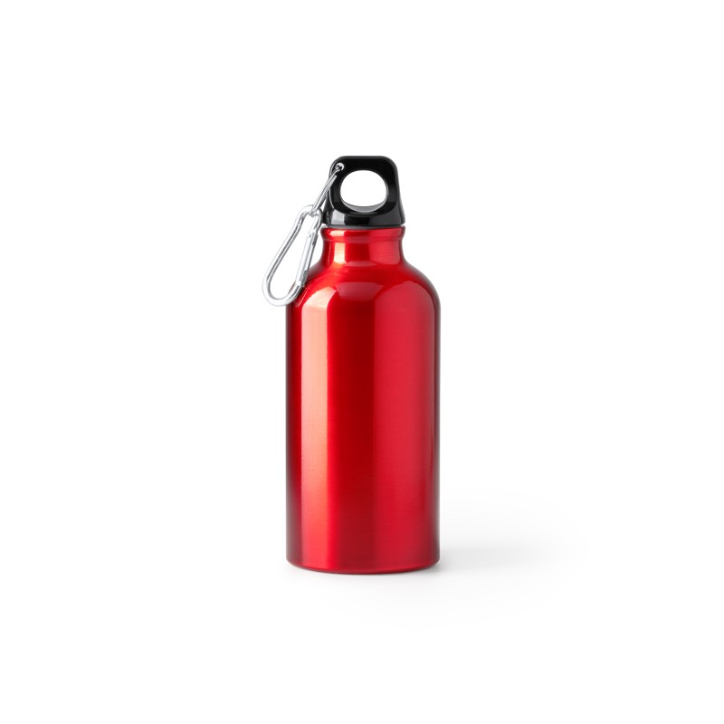 RENKO. Sticlă din aluminiu reciclat cu un singur perete și carabină asortată - BI4214, RED