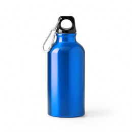 RENKO. Sticlă din aluminiu reciclat cu un singur perete și carabină asortată - BI4214, ROYAL BLUE