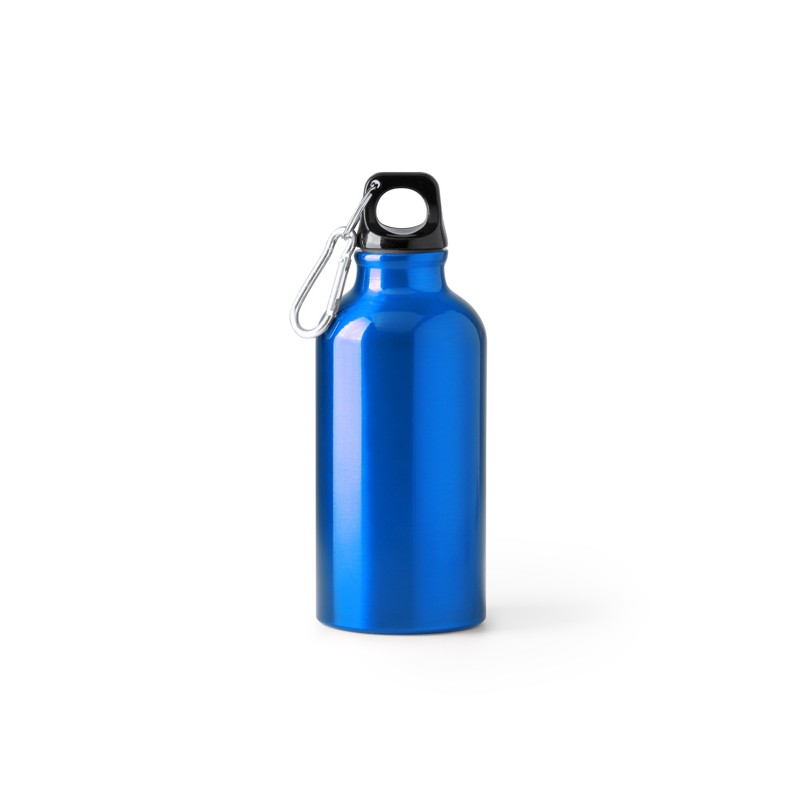 RENKO. Sticlă din aluminiu reciclat cu un singur perete și carabină asortată - BI4214, ROYAL BLUE