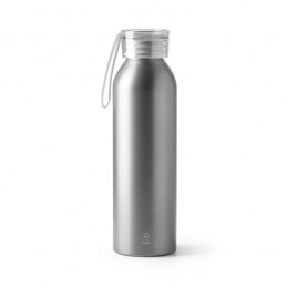 LEWIK. Sticlă din aluminiu reciclat cu capac și curea de transport asortate - BI4212, SILVER