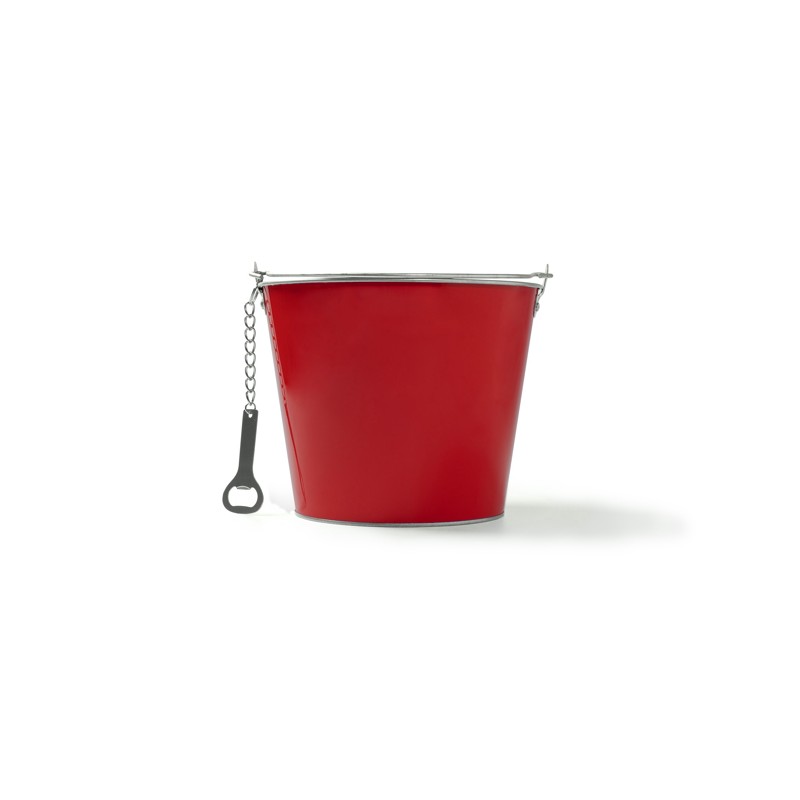 LAMBIC. Găleată de culoare metalică cu deschizător de sticle din aluminiu inclus - AB4208, RED