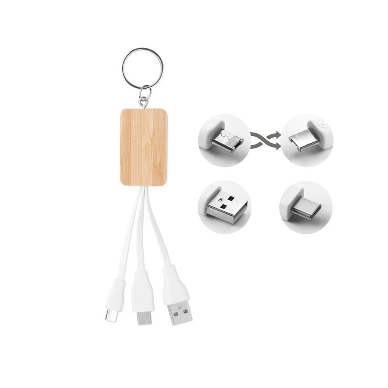 CLAUER - Cablu 3 în 1 din bambus MO9888-40, Wood CLAUER - Cablu 3 în 1 din bambus MO9888-40, Wood