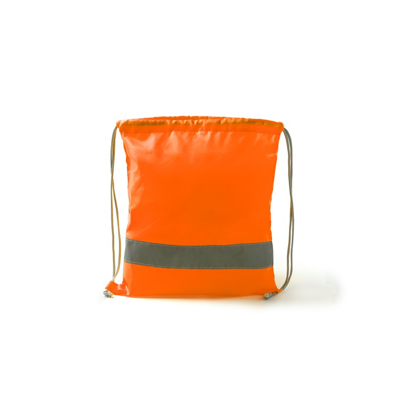 LABUR. Geantă cu șnur cu bandă de vizibilitate ridicată, din poliester 210D - MO7184, FLUOR ORANGE