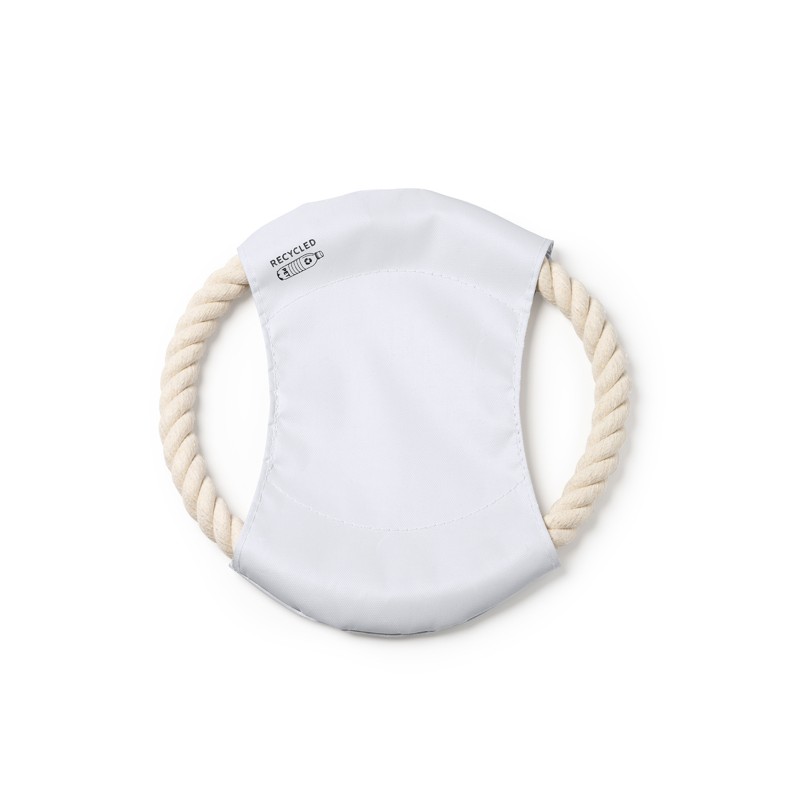 DEMAK. Frisbee pentru animale de companie cu țesătură centrală din polietilen tereftalat și bandă din bumbac - AN1025, WHITE