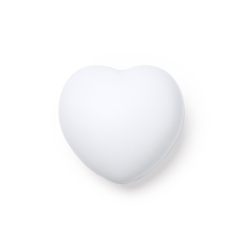 BIKU. Minge anti-stres în formă de inimă, de culoare solidă, din poliuretan - SB1229, WHITE