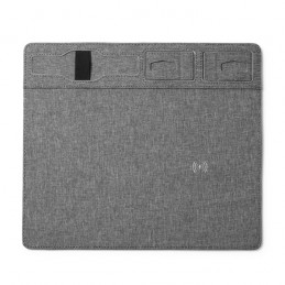 DEMAR. Pad de mouse din polietilen tereftalat (PET) cu încărcător wireless de 10 W încorporat - AL3038, HEATHER GREY