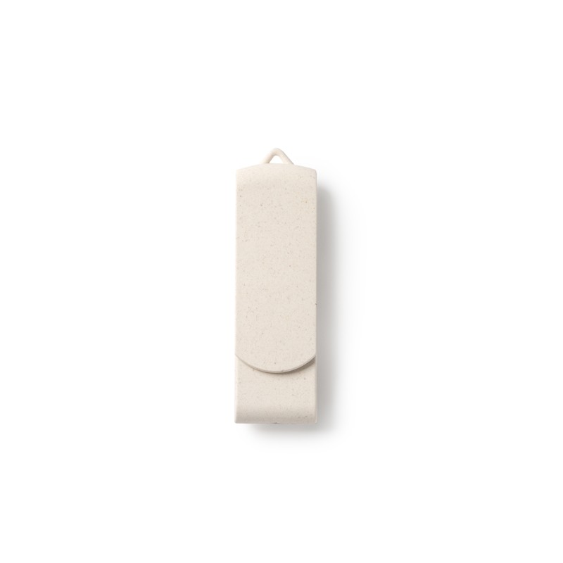 KINOX. Stick de memorie USB cu structură principală și clemă pivotantă din fibră de grâu - US4193, BEIGE