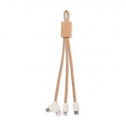 CABIE - Cablu încărcare 3in1 din plută MO6812-13, Beige