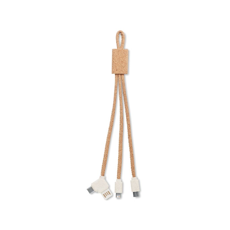 CABIE - Cablu încărcare 3in1 din plută MO6812-13, Beige