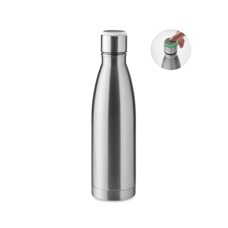 DEREO - Sticlă cu perete dublu 500 ml cu memento de hidratare MO6856-16, Dull silver