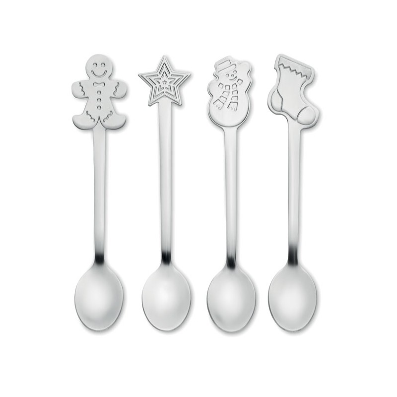 CHIP SET, Set de 4 linguri de ceai de CrăCX1533-16 - Dull silver