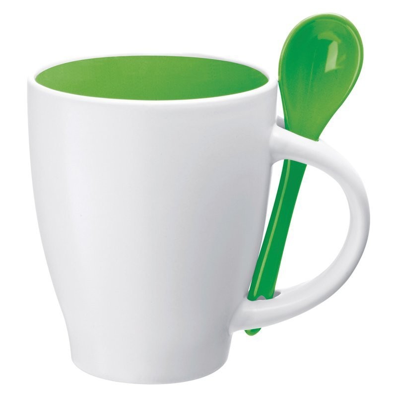 Cană ceramică cu lingurita de 250 ml - 8509509, Green Cană ceramică cu lingurita de 250 ml - 8509509, Green