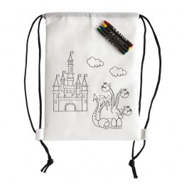 WHITE LINE BACK backpack with wax crayons,  white - R08690.06