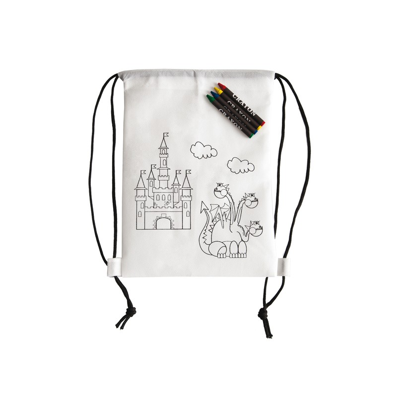 WHITE LINE BACK backpack with wax crayons,  white - R08690.06