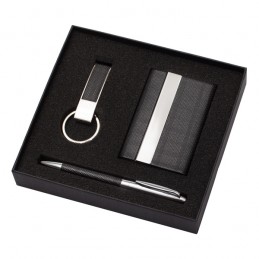 GALLANT gift set with business card case, ballpoint pen, key ring,  black - R01061.02