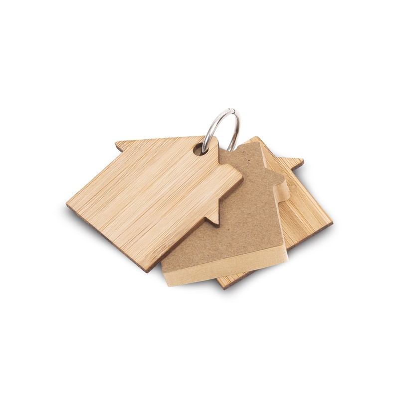 HOMELAND bamboo keychain with memo cards, beige - R73141.13