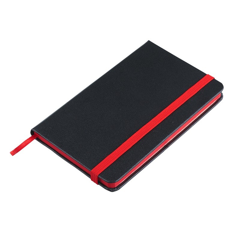 BADAJOZ notebook with clean pages 130x210 / 160 pages,  black/red - R64228