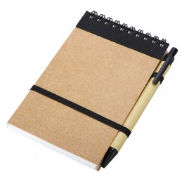 ECO RIBBON notebook with clear pages 90x140 / 140 pages with pen,  black/beige - R73795.02