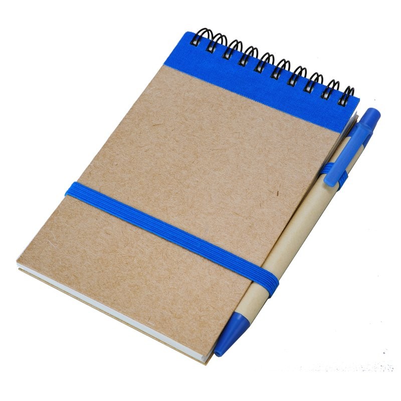 ECO RIBBON notebook with clear pages 90x140 / 140 pages with pen, blue/beige - R73795.04 ECO RIBBON notebook with clear pages 90x140 / 140 pages with pen, blue/beige - R73795.04