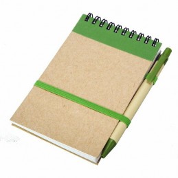 ECO RIBBON notebook with clear pages 90x140 / 140 pages with pen,  green/beige - R73795.05