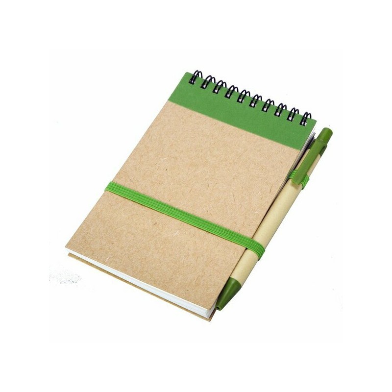 ECO RIBBON notebook with clear pages 90x140 / 140 pages with pen, green/beige - R73795.05 ECO RIBBON notebook with clear pages 90x140 / 140 pages with pen, green/beige - R73795.05
