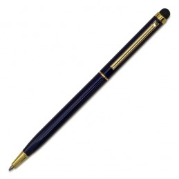 TOUCH TIP GOLD aluminum ballpoint pen with stylus, dark blue - R73409.42