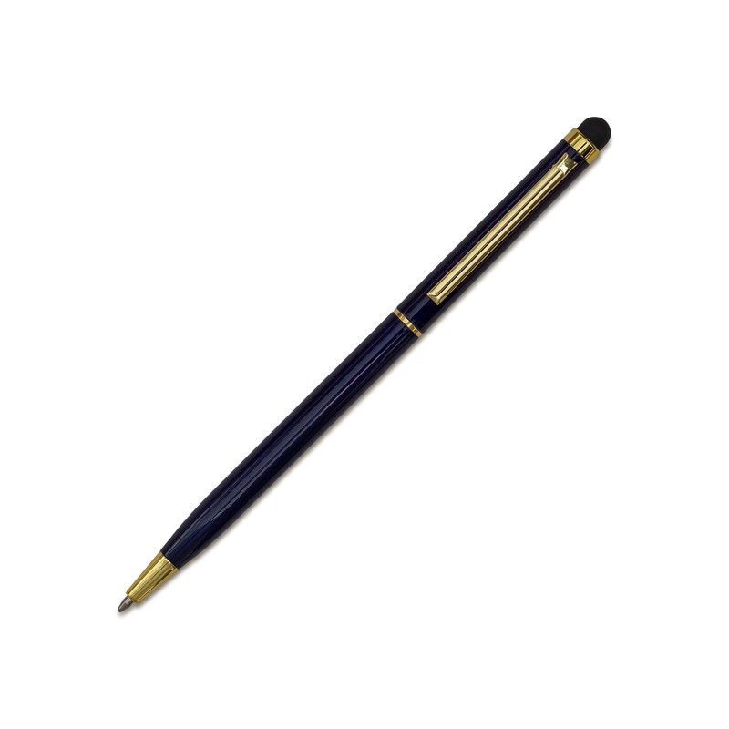 TOUCH TIP GOLD aluminum ballpoint pen with stylus, dark blue - R73409.42
