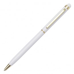 TOUCH TIP GOLD aluminum ballpoint pen with stylus, white - R73409.06