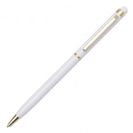 TOUCH TIP GOLD aluminum ballpoint pen with stylus, white - R73409.06