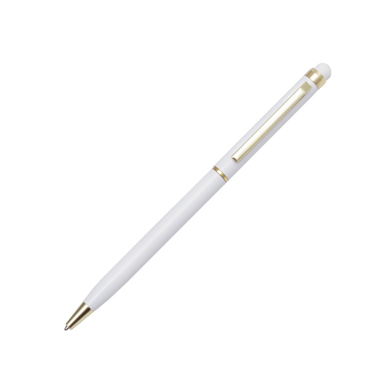 TOUCH TIP GOLD aluminum ballpoint pen with stylus, white - R73409.06