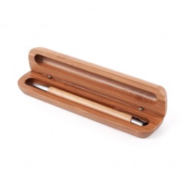 VIZELA ballpen in bamboo case, brown - R01070.10