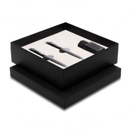 GASSIN gift set with ball and fountain pen and ink, black - R02313.02