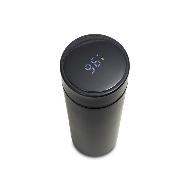 FALCO vacuum flask 420 ml with thermometer, black - R08257.02