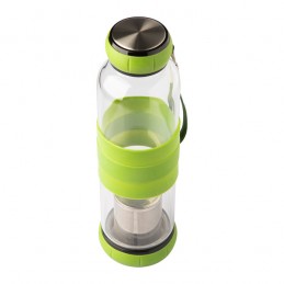 SULMONA 550 ml glass bottle with tea infuser, green - R08268.05