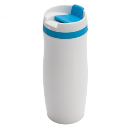 VIKI thermo mug 390 ml,  blue/white - R08336.04